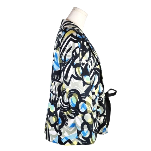 Willi Smith Abstract Print Tie-Waist Jacket Size L Retro Mod Blazer - Picture 6 of 8